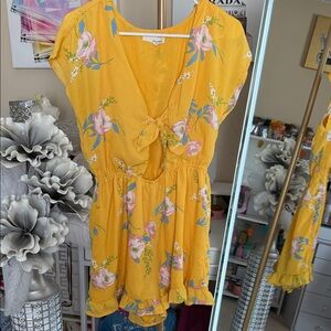 June & Hudson Yellow Floral Romper